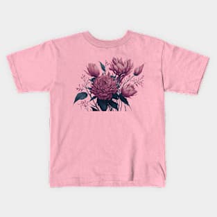 Beautiful bouquet of pink flowers on white background Kids T-Shirt